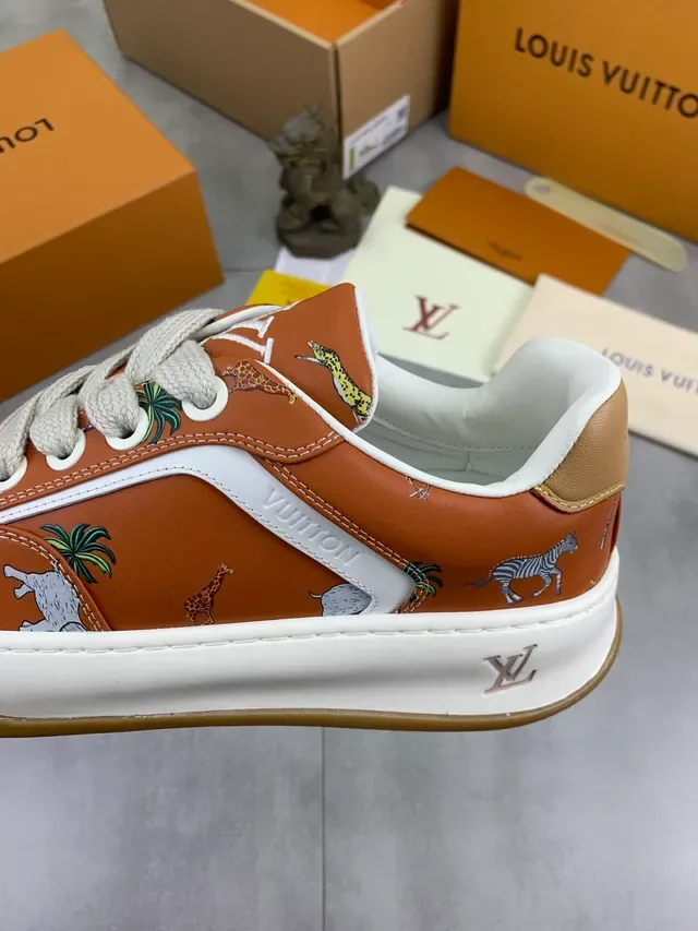 Louis Vuitton LV Trainer Brown Beige Printed Leather Upper Chunky Platform Sole Lifestyle Sneakers 3