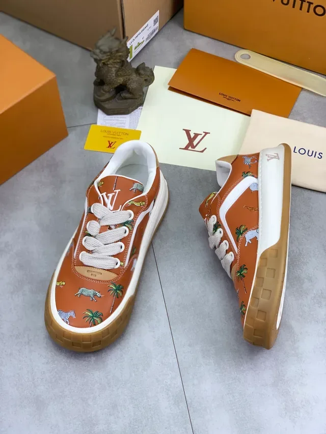 Louis Vuitton LV Trainer Brown Beige Printed Leather Upper Chunky Platform Sole Lifestyle Sneakers 5