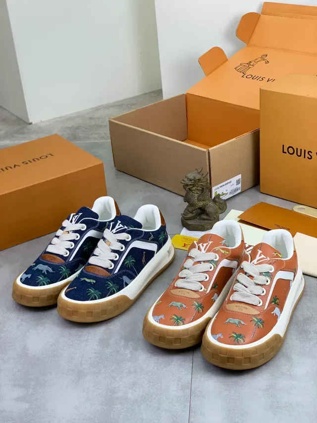 Louis Vuitton LV Trainer Brown Beige Printed Leather Upper Chunky Platform Sole Lifestyle Sneakers 6
