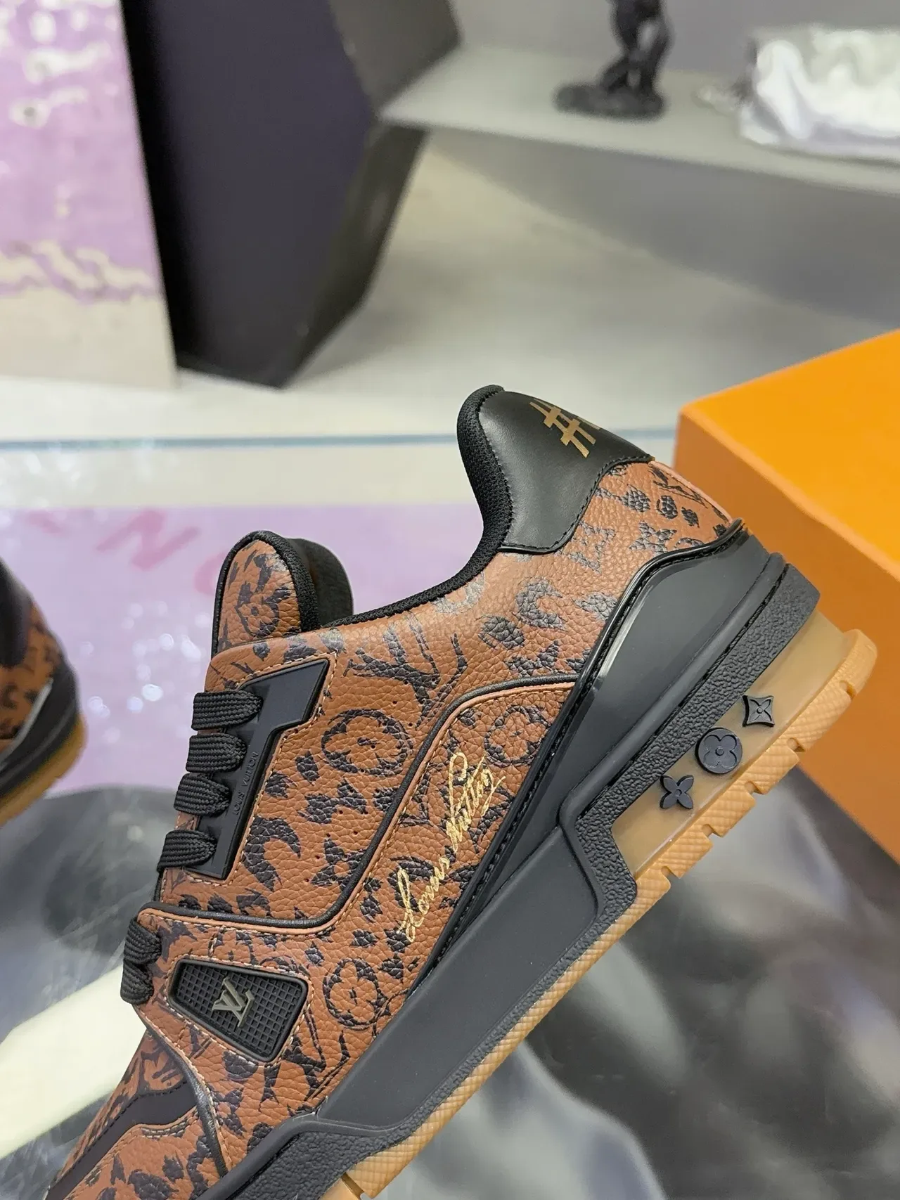 Louis Vuitton LV Trainer Brown Black Monogram Canvas Overlays Lifestyle Sneakers 3