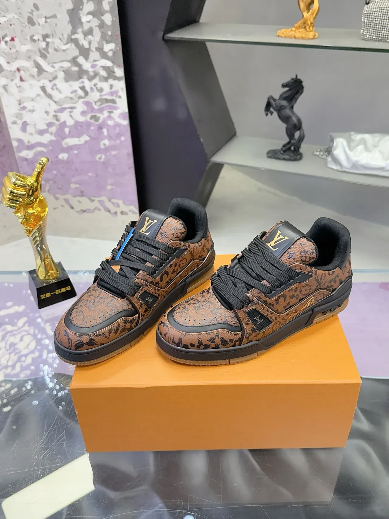 Louis Vuitton LV Trainer Brown Black Monogram Canvas Overlays Lifestyle Sneakers 5