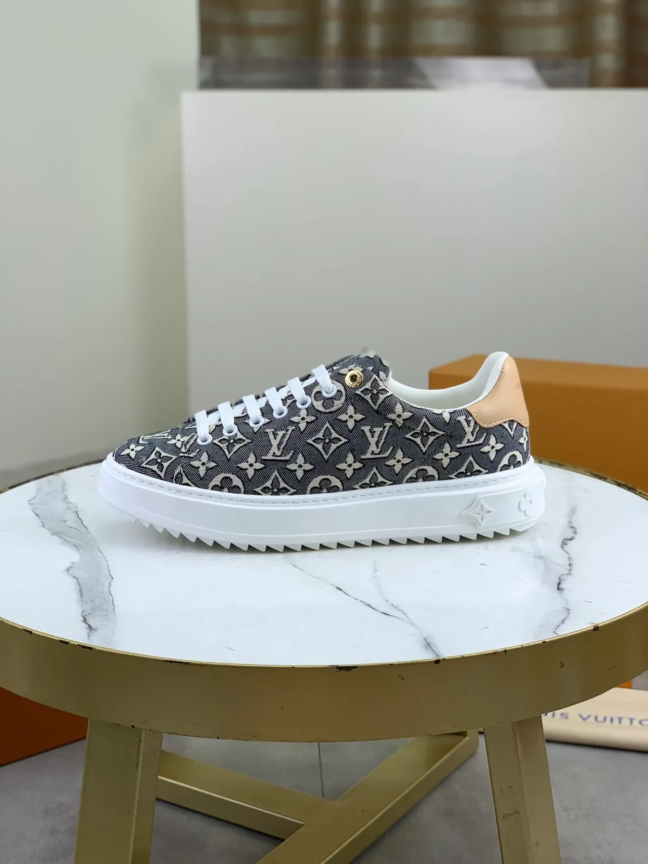 Louis Vuitton LV Trainer Gray White Monogram Canvas Platform Sole Lifestyle Sneakers 6