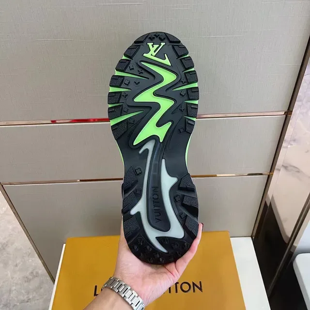 Louis Vuitton LV Trainer Green Black Runner Wave-Pattern Overlays Chunky Sneakers 3