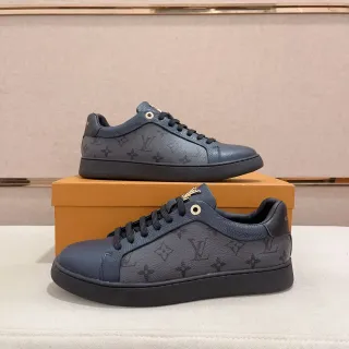 Louis Vuitton LV Trainer Navy Black Monogram Leather Low-Top Lifestyle Sneakers