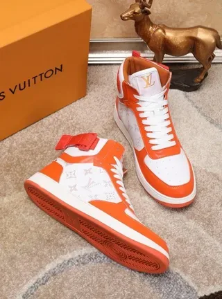 Louis Vuitton LV Trainer Orange White High-Top Monogram-Print Side Panel Lifestyle Sneakers 6