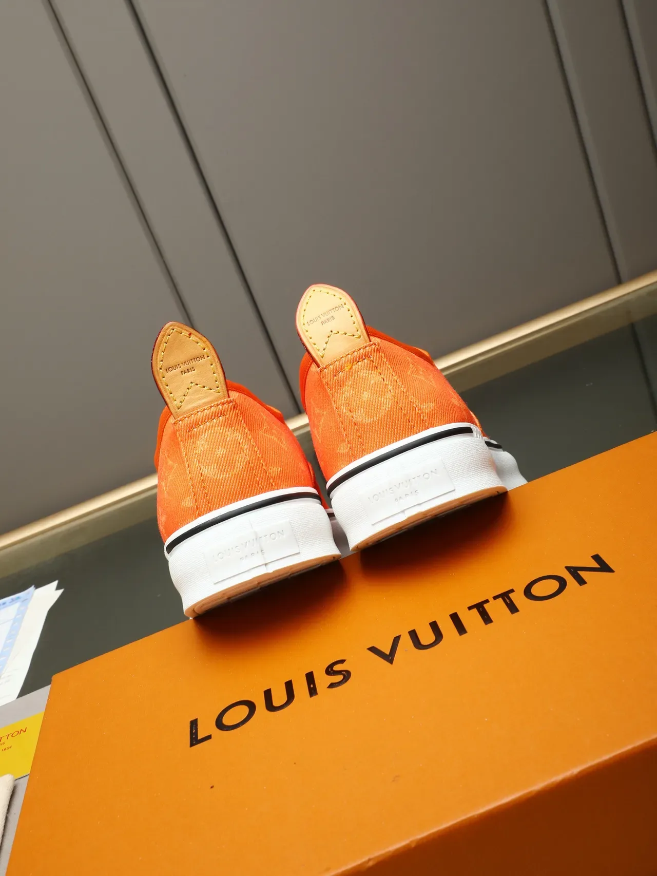 Louis Vuitton LV Trainer Orange White Monogram Canvas Low-Top Lifestyle Sneakers 3