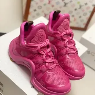 Louis Vuitton LV Trainer Zapatillas Lifestyle Rosa Suela Monolítica Alto