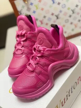 Louis Vuitton LV Trainer Pink High-Top Monolithic Sole Lifestyle Sneakers 2