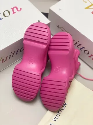 Louis Vuitton LV Trainer Pink High-Top Monolithic Sole Lifestyle Sneakers 3