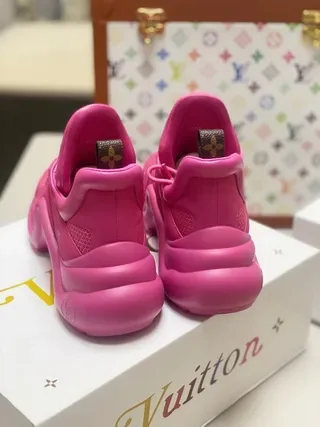 Louis Vuitton LV Trainer Pink High-Top Monolithic Sole Lifestyle Sneakers 4