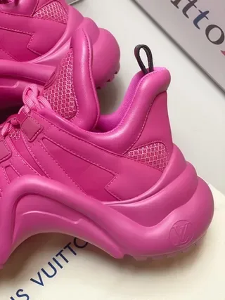 Louis Vuitton LV Trainer Pink High-Top Monolithic Sole Lifestyle Sneakers 5