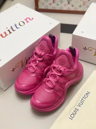 Louis Vuitton LV Trainer Pink High-Top Monolithic Sole Lifestyle Sneakers 8