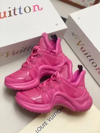 Louis Vuitton LV Trainer Pink High-Top Monolithic Sole Lifestyle Sneakers 9
