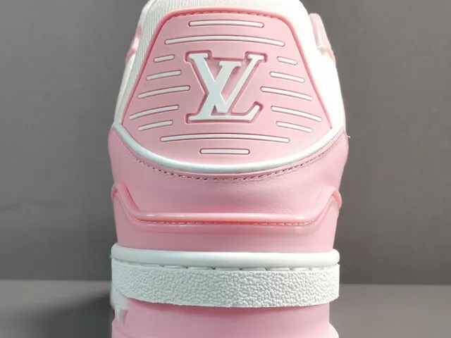 Louis Vuitton LV Trainer Pink White Layered Cage Construction Asymmetrical Strap Detail Lifestyle Sneakers 2