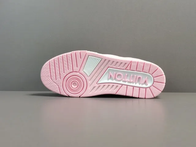 Louis Vuitton LV Trainer Pink White Layered Cage Construction Asymmetrical Strap Detail Lifestyle Sneakers 18