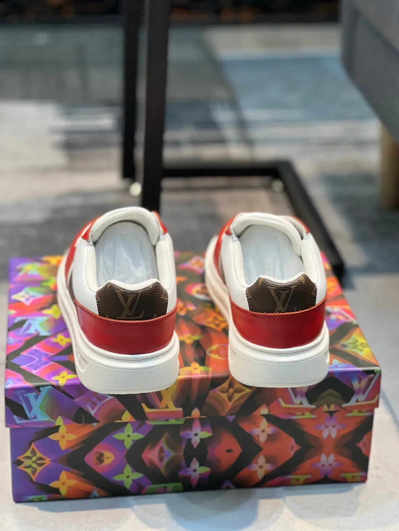 Louis Vuitton LV Trainer Red White Brown Monogram Lifestyle Sneakers 2