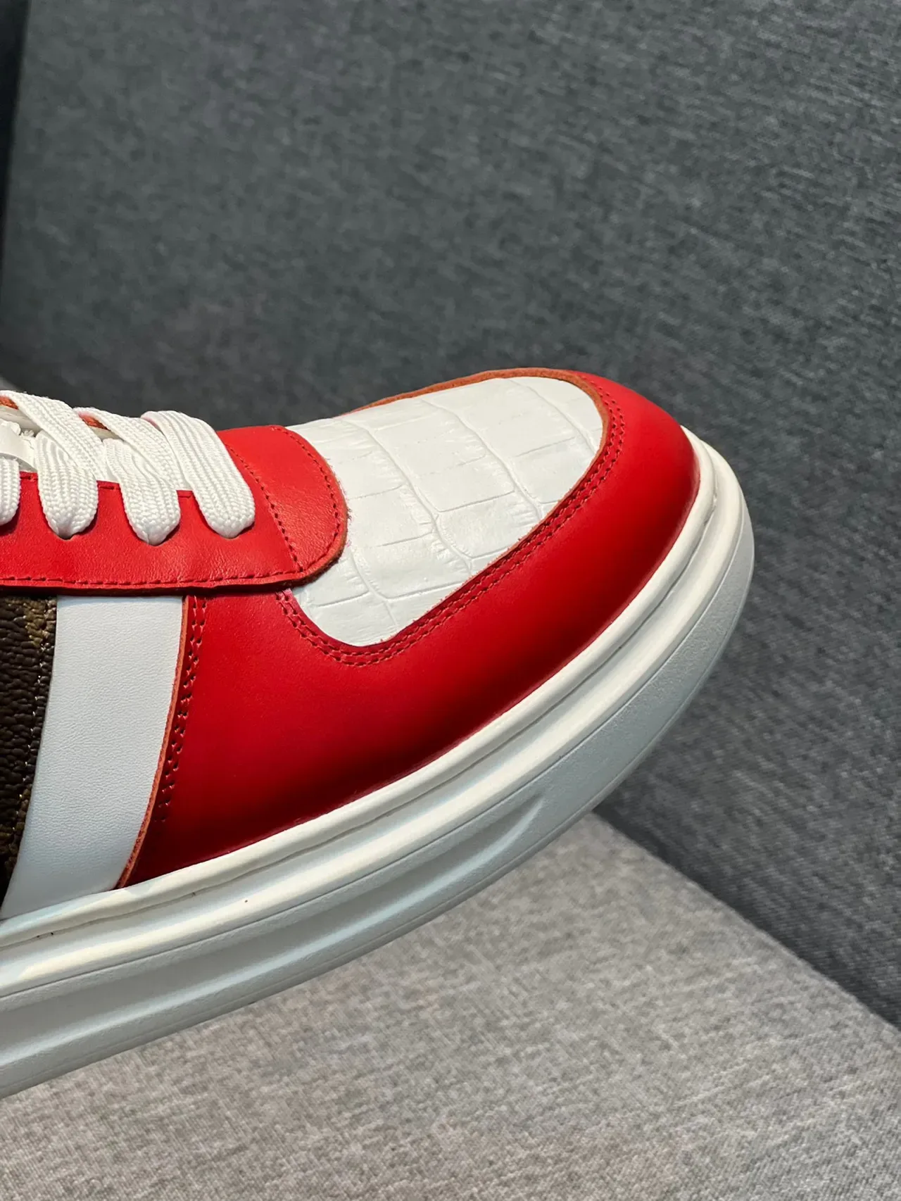 Louis Vuitton LV Trainer Red White Brown Monogram Lifestyle Sneakers 3