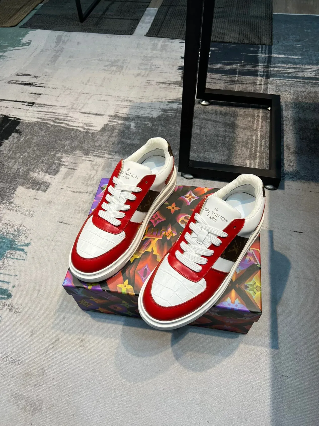Louis Vuitton LV Trainer Red White Brown Monogram Lifestyle Sneakers 5