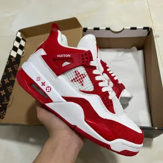 Louis Vuitton LV Trainer Rojo Blanco Bloqueado de Color Perforado Contragrieta del Talón Zapatillas Lifestyle