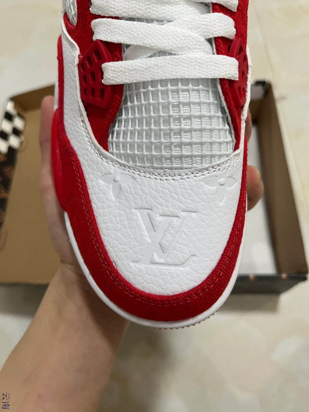 Louis Vuitton LV Trainer Red White Color-Blocked Perforated Heel Counter Lifestyle Sneakers 3