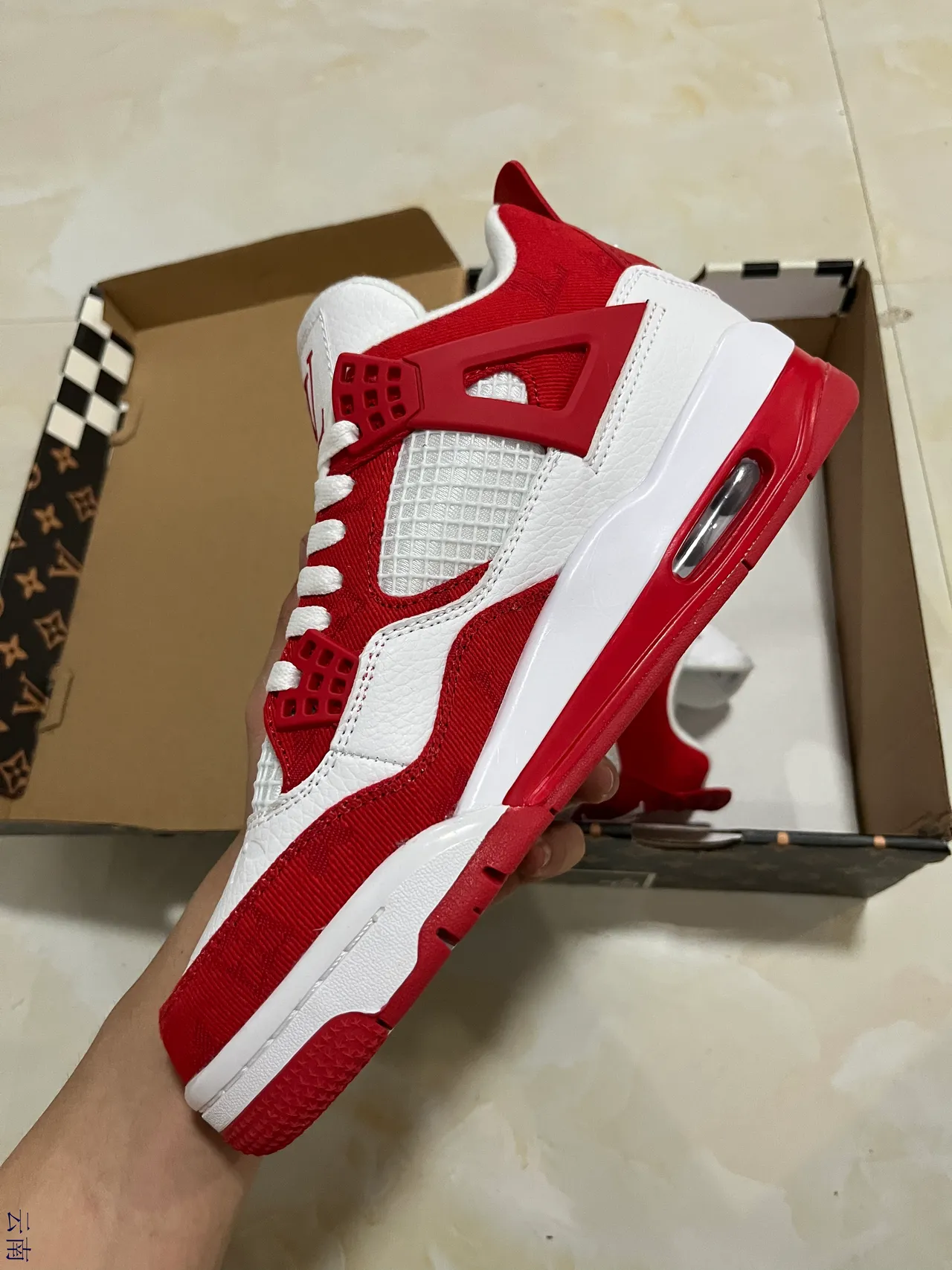 Louis Vuitton LV Trainer Red White Color-Blocked Perforated Heel Counter Lifestyle Sneakers 4