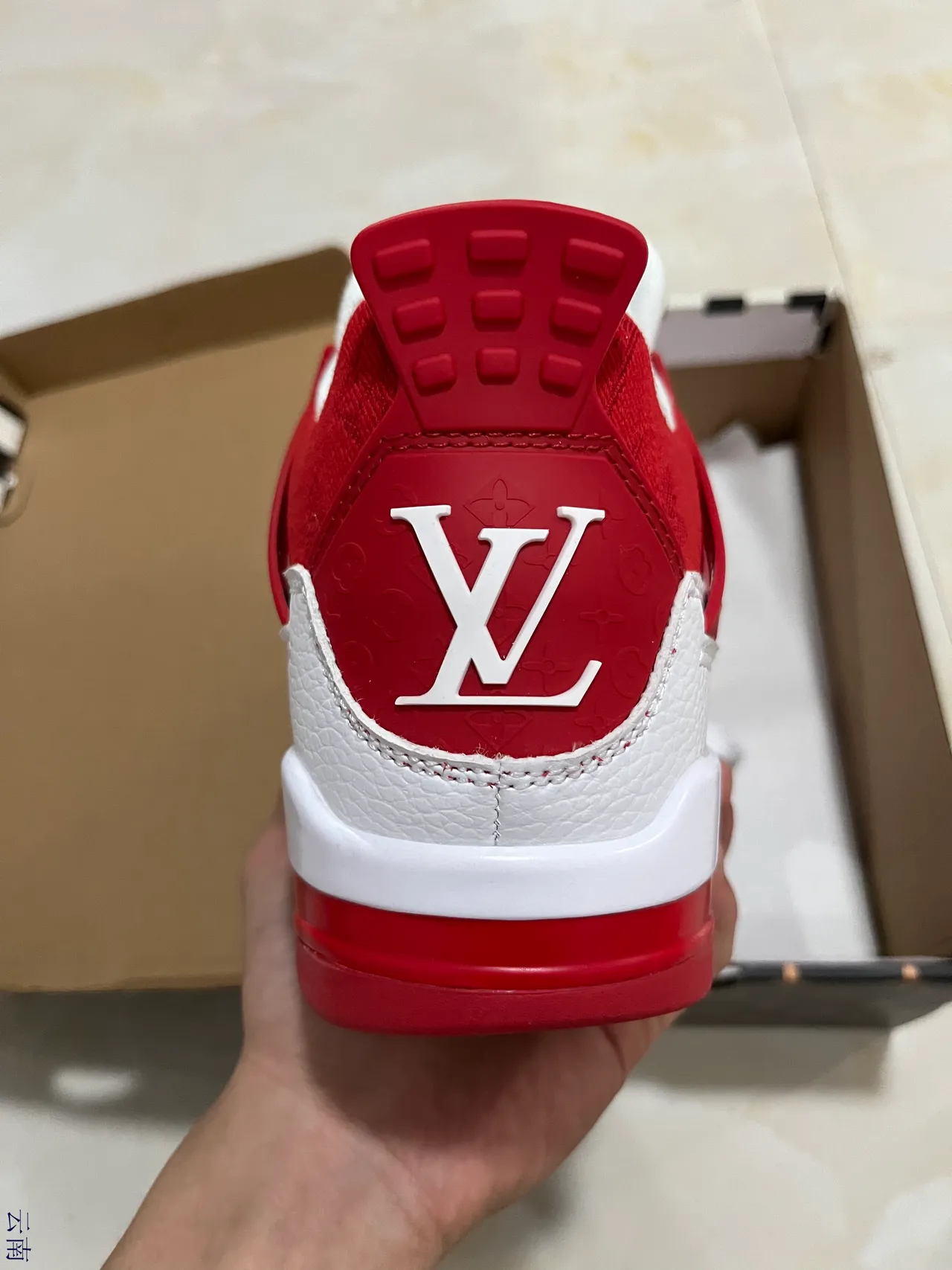 Louis Vuitton LV Trainer Red White Color-Blocked Perforated Heel Counter Lifestyle Sneakers 6