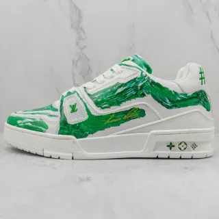 Louis Vuitton LV Trainer White and Green Paintstroke Lifestyle Sneakers
