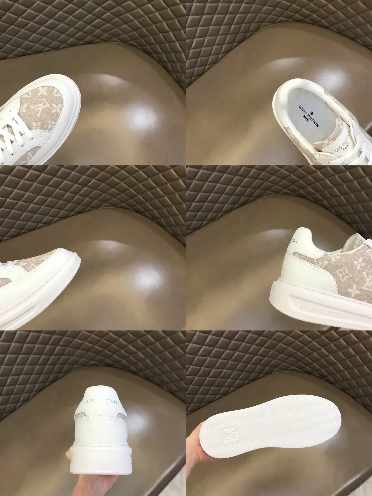Louis Vuitton LV Trainer Blanc Beige Low-Top Semelle Plateforme Sneakers Lifestyle 2