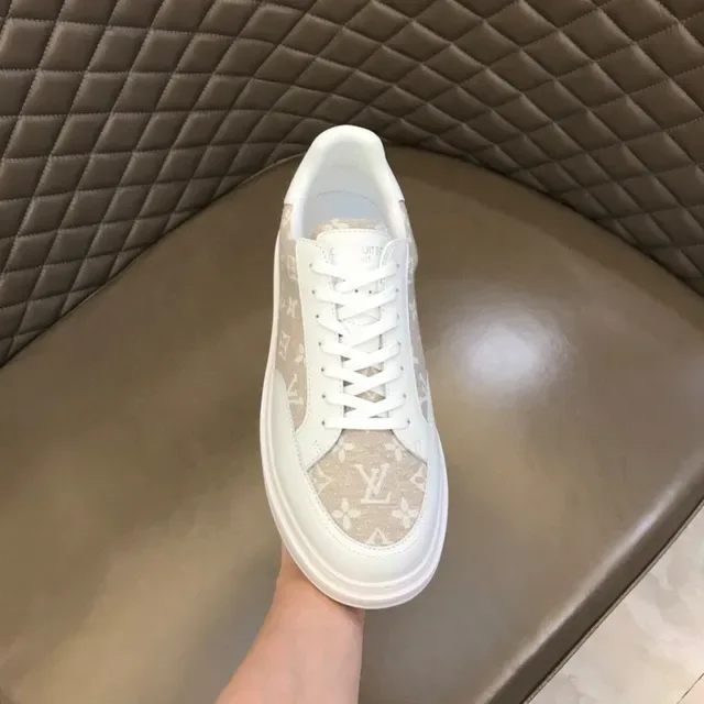 Louis Vuitton LV Trainer Blanc Beige Low-Top Semelle Plateforme Sneakers Lifestyle 4
