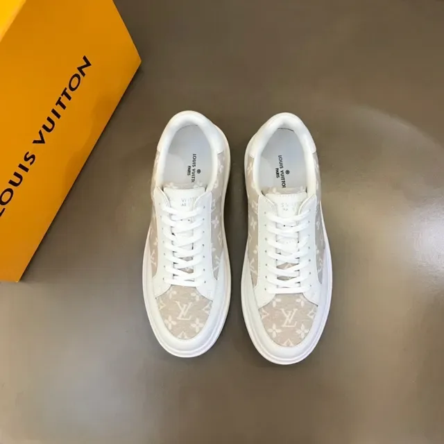 Louis Vuitton LV Trainer Blanc Beige Low-Top Semelle Plateforme Sneakers Lifestyle 9