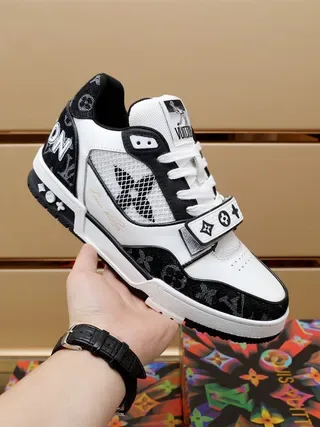Louis Vuitton LV Trainer White Black Low-Top Monogram-Printed Lifestyle Sneakers 3