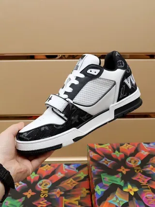 Louis Vuitton LV Trainer White Black Low-Top Monogram-Printed Lifestyle Sneakers 4
