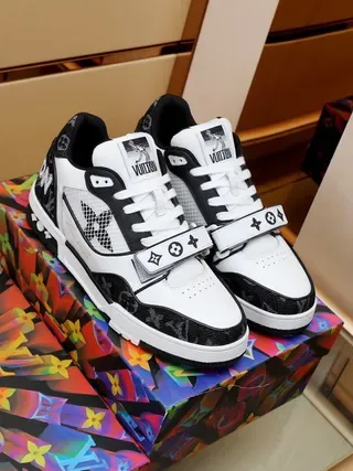 Louis Vuitton LV Trainer White Black Low-Top Monogram-Printed Lifestyle Sneakers 5