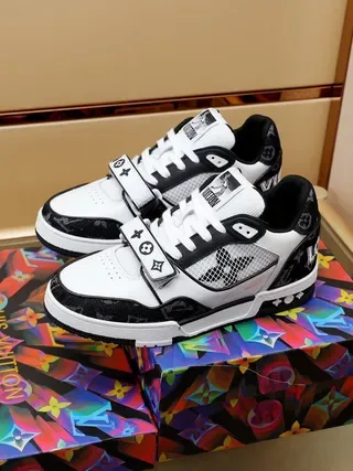 Louis Vuitton LV Trainer White Black Low-Top Monogram-Printed Lifestyle Sneakers 8