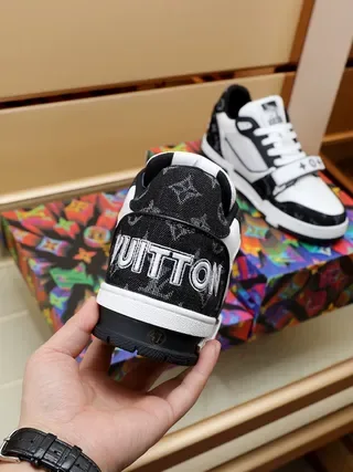 Louis Vuitton LV Trainer White Black Low-Top Monogram-Printed Lifestyle Sneakers 9