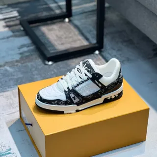 Louis Vuitton LV Trainer White Black Monogram Jacquard Layered Strap Lifestyle Sneakers