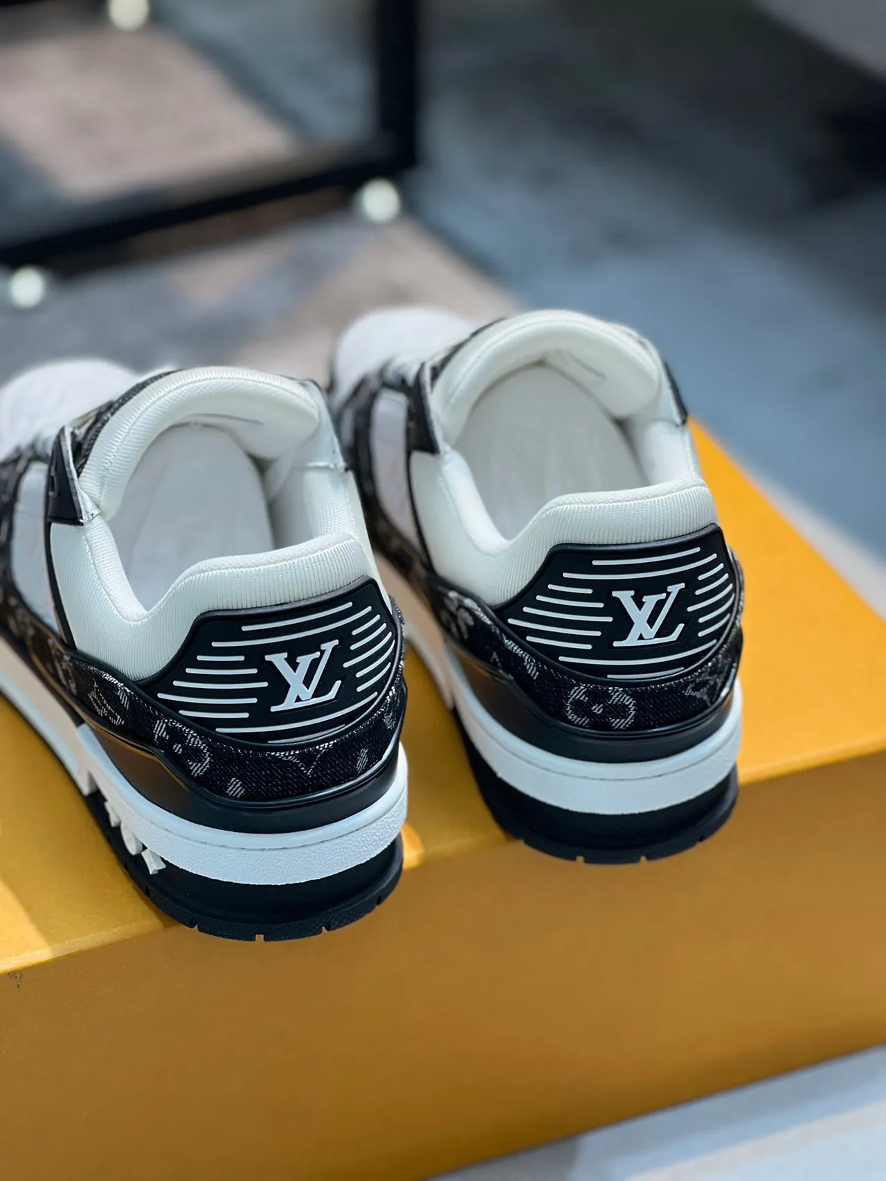 Louis Vuitton LV Trainer White Black Monogram Jacquard Layered Strap Lifestyle Sneakers 2