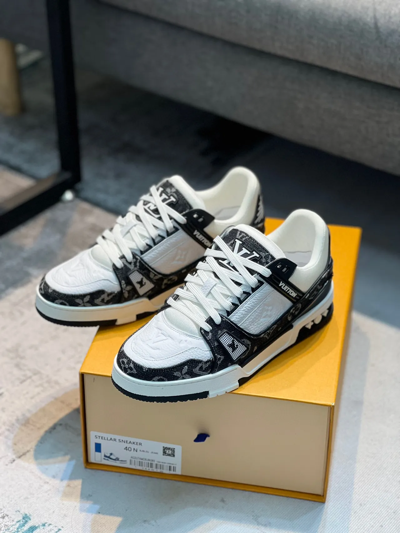 Louis Vuitton LV Trainer White Black Monogram Jacquard Layered Strap Lifestyle Sneakers 7