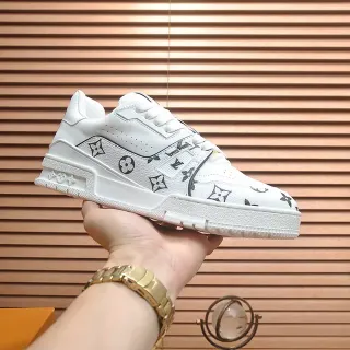 Louis Vuitton LV Trainer White Black Monogram-Print Leather Chunky Sculpted Sole Lifestyle Sneakers