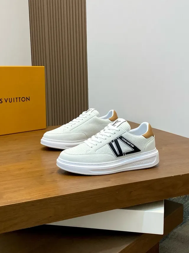 Louis Vuitton LV Trainer White Black Perforated Leather Bold Side Logo Lifestyle Sneakers 4