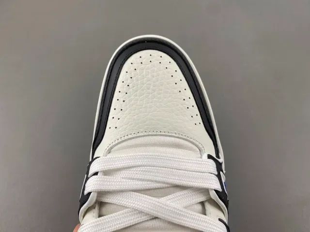 Louis Vuitton LV Trainer Branco Azul Sola Plataforma Chunky Couro Texturizado Superior Lifestyle Sneakers 5