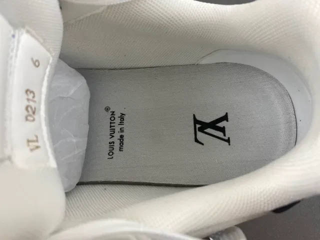 Louis Vuitton LV Trainer Branco Azul Sola Plataforma Chunky Couro Texturizado Superior Lifestyle Sneakers 7