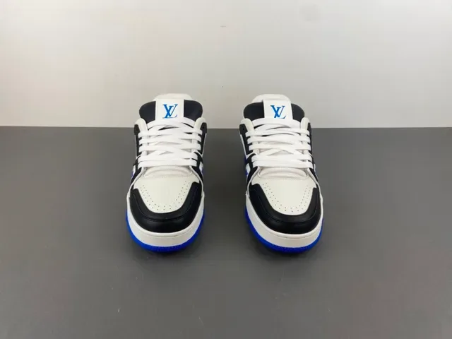 Louis Vuitton LV Trainer Branco Azul Sola Plataforma Chunky Couro Texturizado Superior Lifestyle Sneakers 11