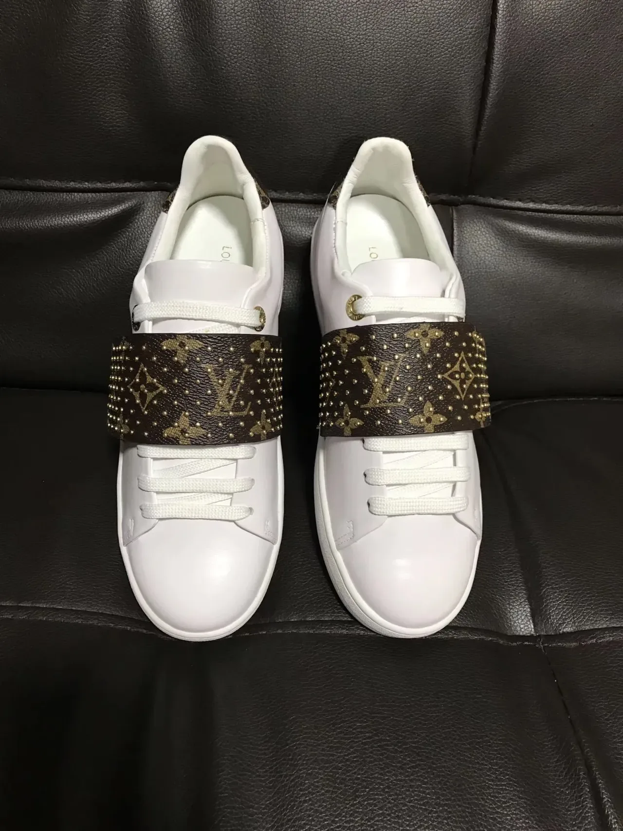 Louis Vuitton LV Trainer White Brown Leather Monogram Strap Lifestyle Sneakers 2