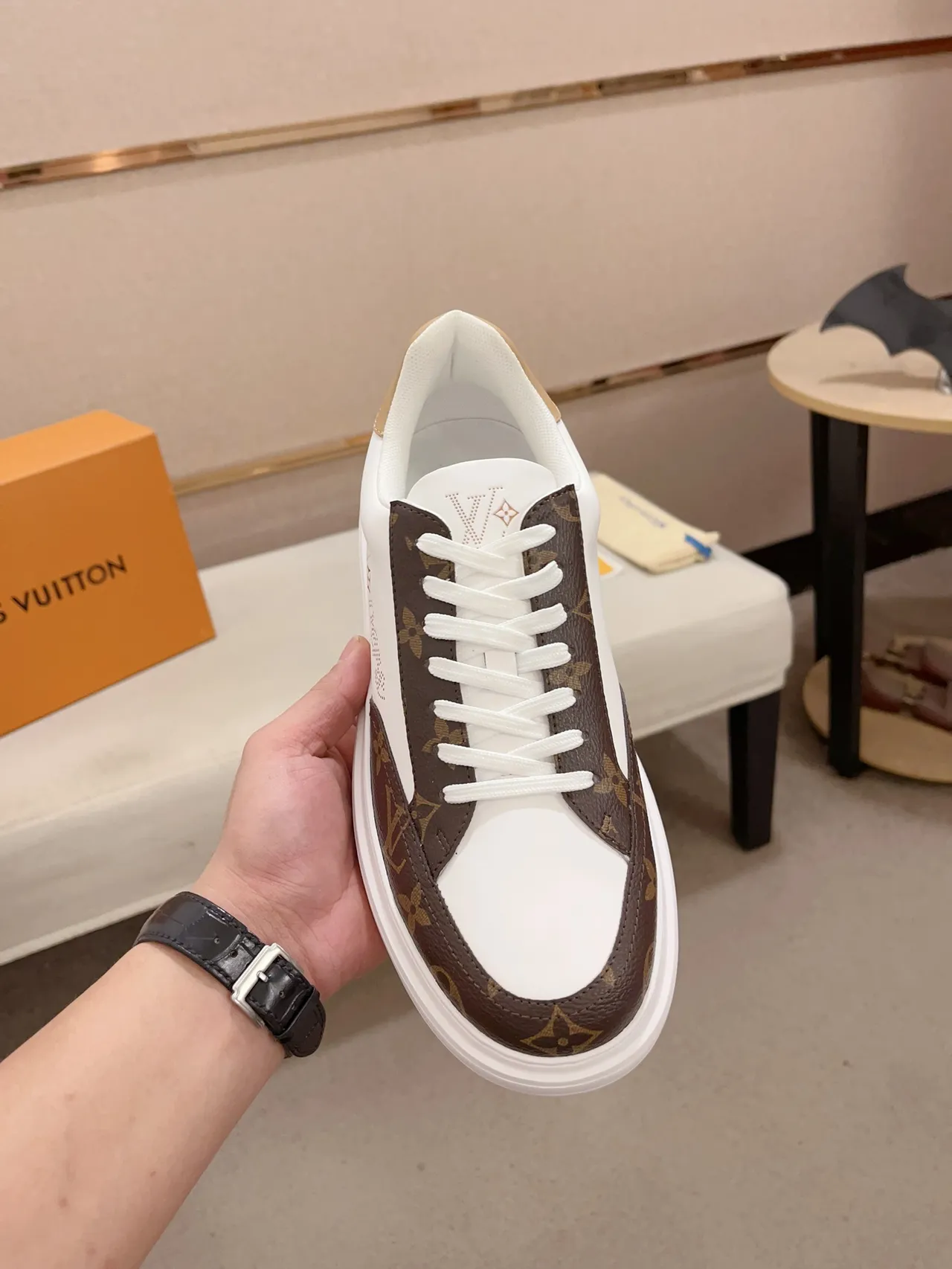 Louis Vuitton LV Trainer White Brown Low-Top Monogram Canvas Lifestyle Sneakers 5