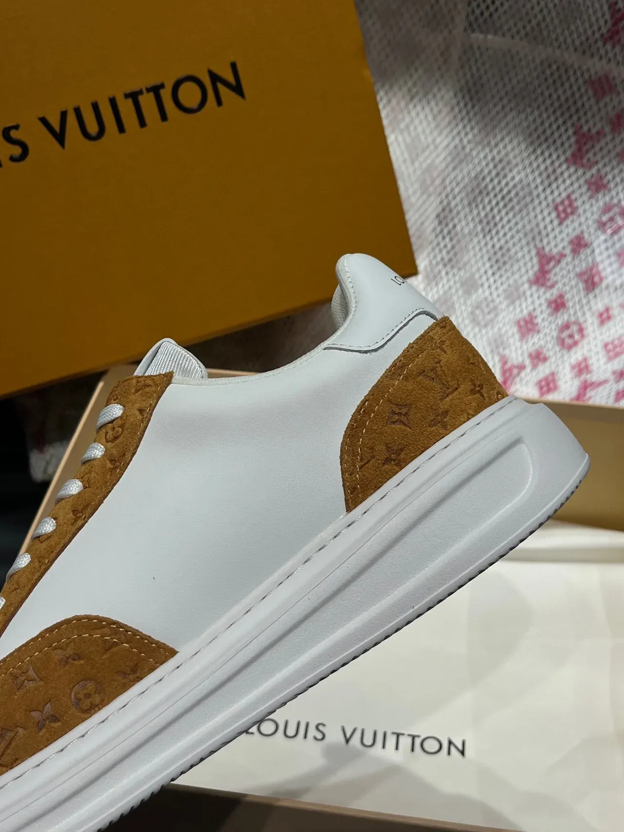 Louis Vuitton LV Trainer White Brown Perforated Logo Monogram Suede Overlay Lifestyle Sneakers 6