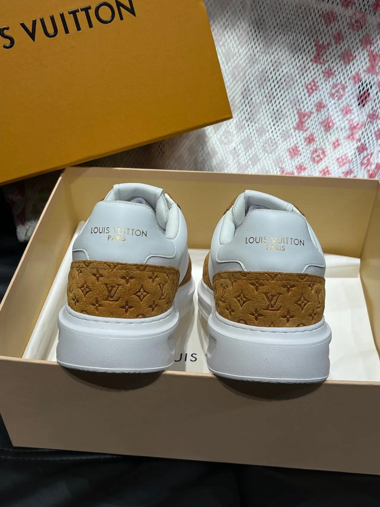 Louis Vuitton LV Trainer White Brown Perforated Logo Monogram Suede Overlay Lifestyle Sneakers 7