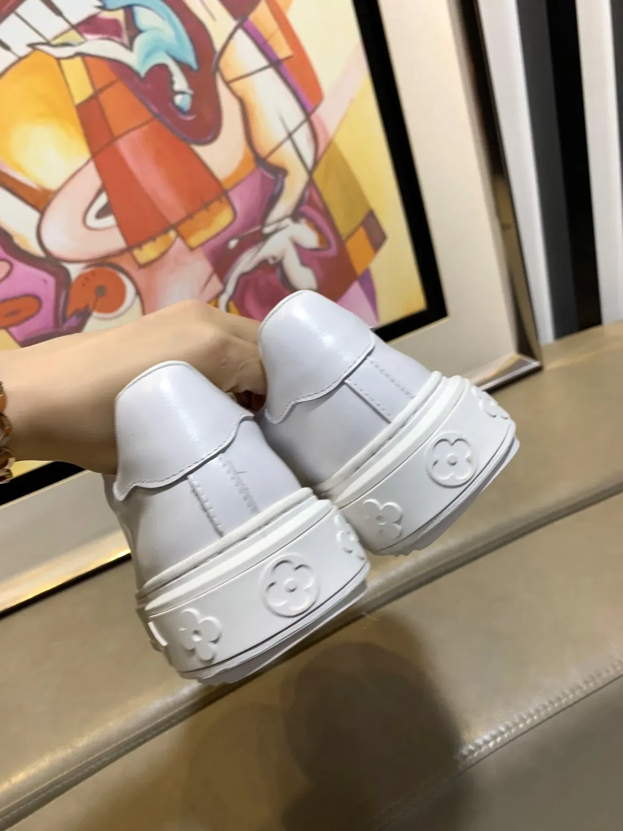 Louis Vuitton LV Trainer White Gold Monogram Lifestyle Sneakers 2