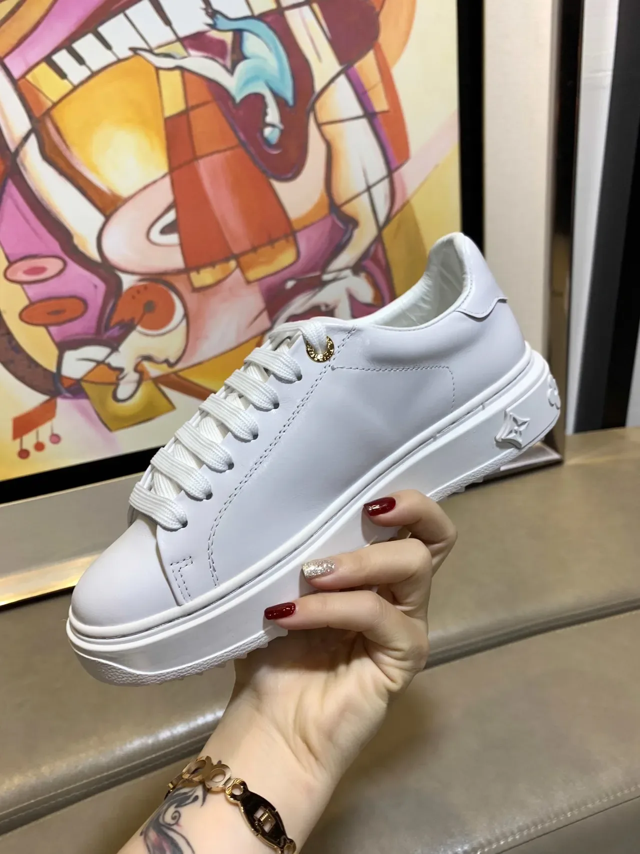 Louis Vuitton LV Trainer White Gold Monogram Lifestyle Sneakers 4
