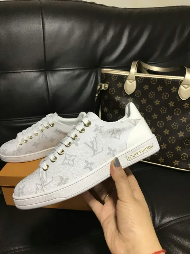 Louis Vuitton LV Trainer White Gold Monogrammed Leather Low-Top Lifestyle Sneakers 2